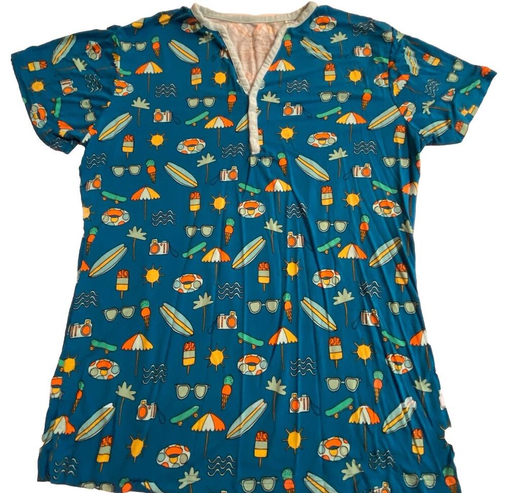 Little Sleepies Pajama Top Surfs Up Womens Size Small Short Sleeve Bamboo Shirt